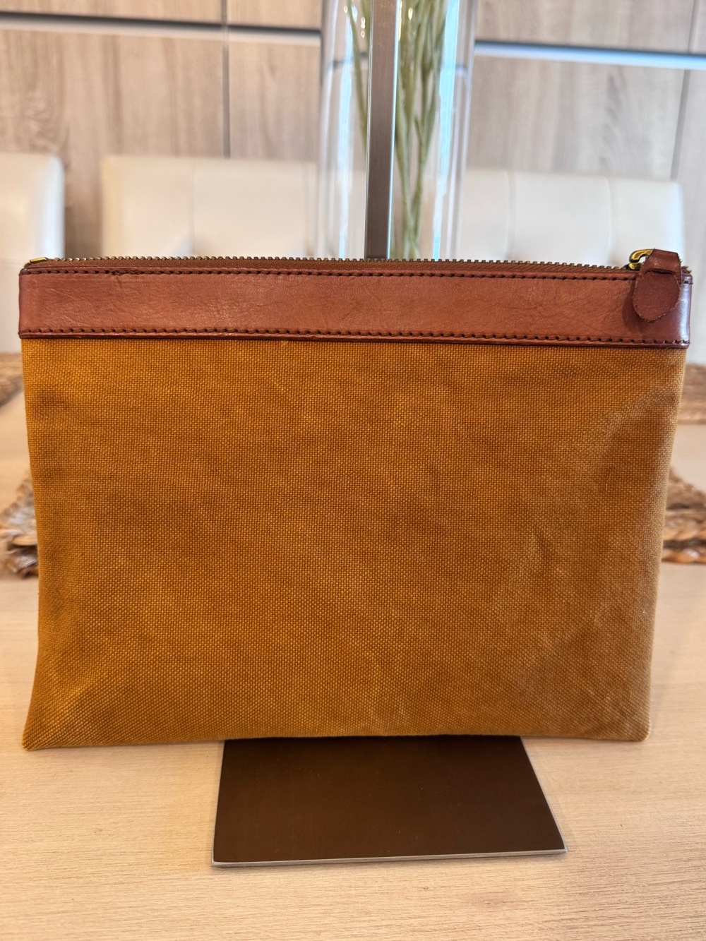 Madewell Heavy Canvas & Leather Trim Pouch Clutch Bag